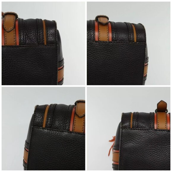 BURBERRY Hand Bag Leather 2way Dark Brown Gold Auth 114741 - Picture 15 of 16